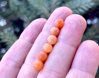 6 pcs. 6mm Orange Aventurine spheres, Chakra Crystals, Sacral Chakra, Chakra Stones, undrilled gemstones, tiny orb, 1/4 inch NO HOLE