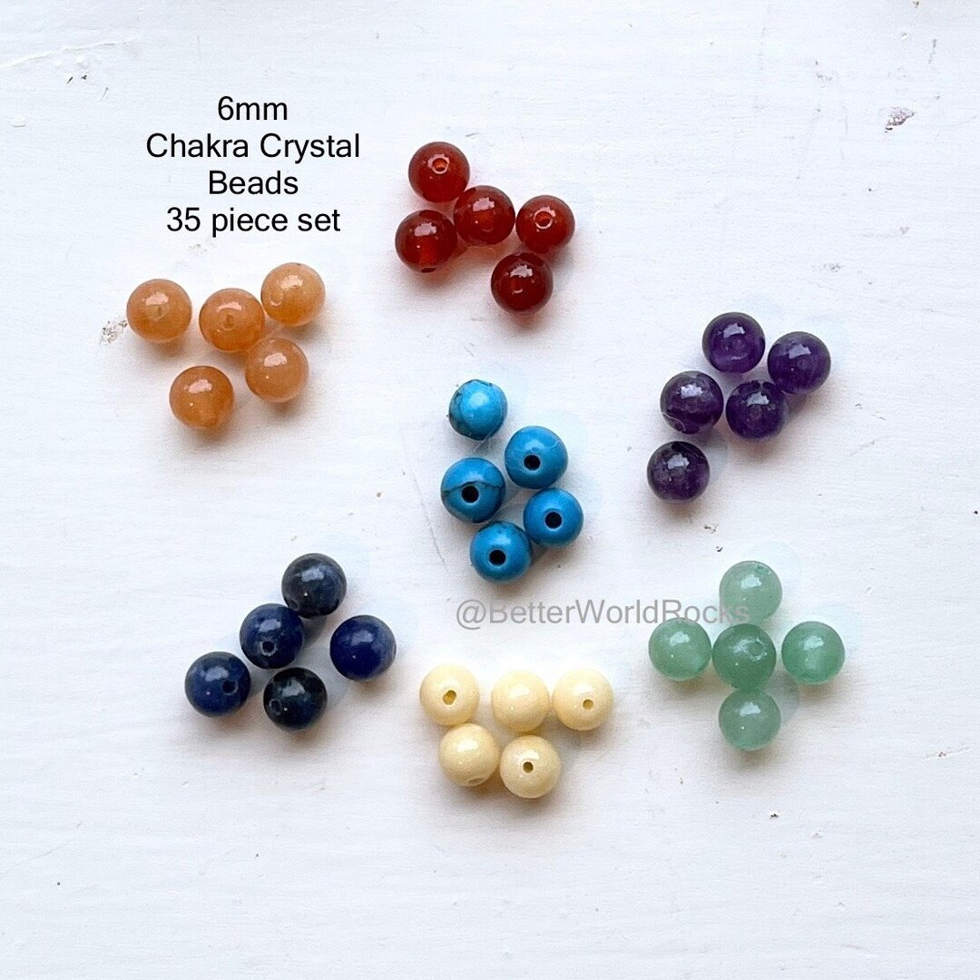35 Pc. 6mm Chakra Beads, Chakra Beads Bulk, Beads for Mala, Rainbow Bridge, Chakra Healing