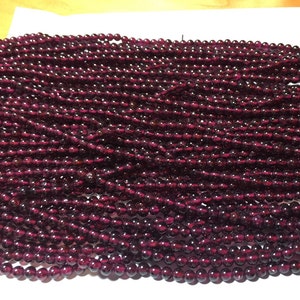 4mm Garnet Beads, Chakra Beads, Round Red Beads, 4mm Round Beads, January Birthstone, Root Chakra Beads, Chakra Stones, Approx 95 beads image 1