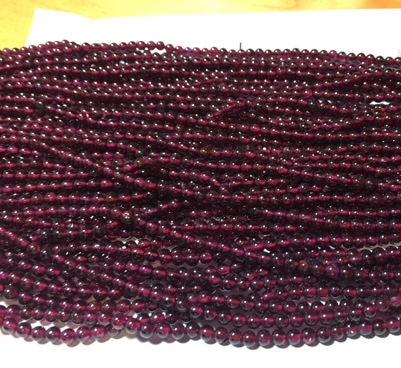 4mm Garnet Beads, Chakra Beads, Round Red Beads, 4mm Round Beads, January Birthstone, Root Chakra Beads, Chakra Stones, Approx 95 beads image 1