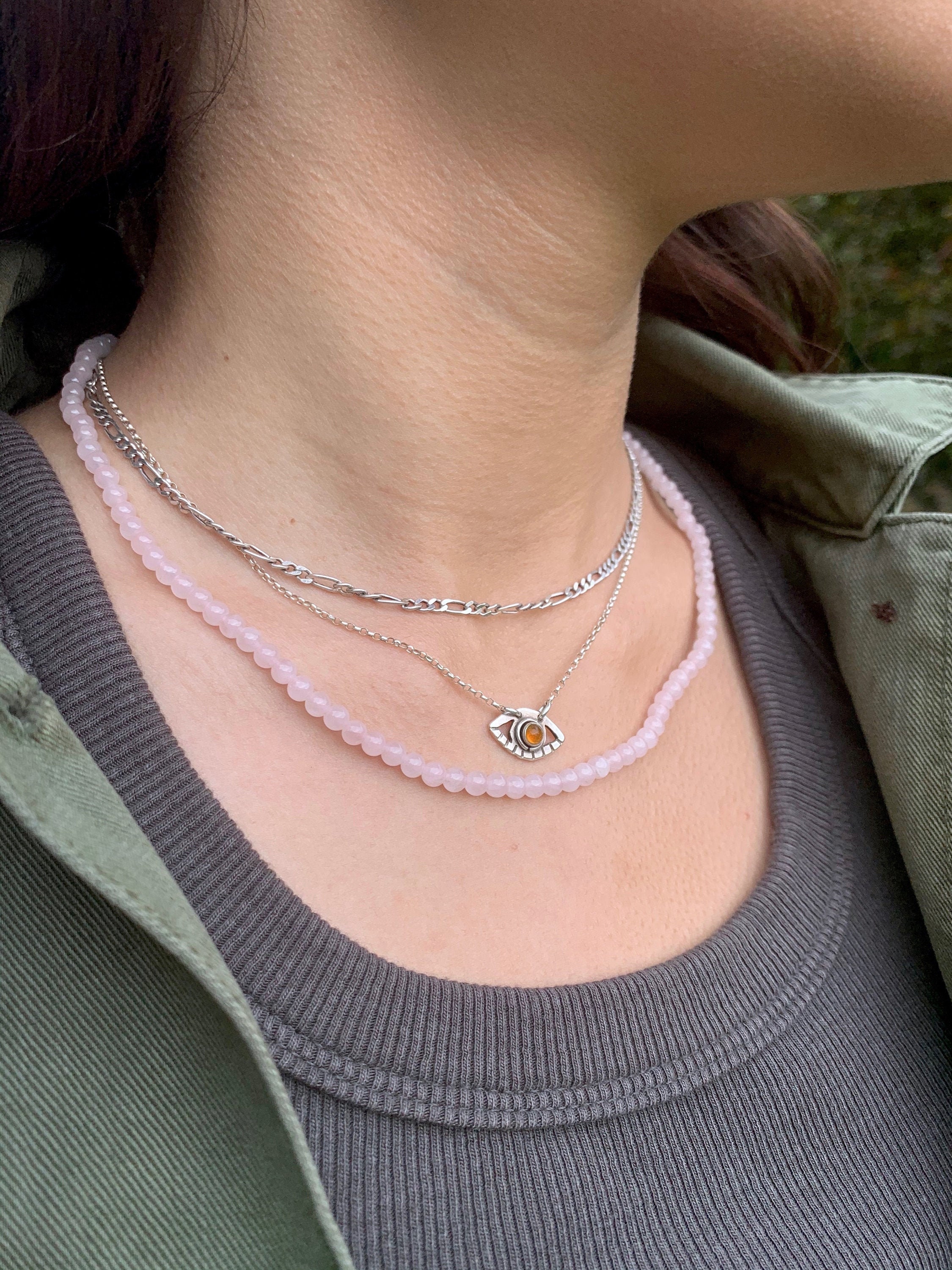 GENUINE Rose Quartz Necklace Pink 
