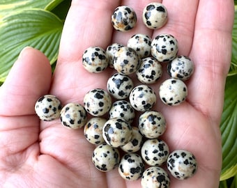 3 pcs. 10mm Dalmatian Jasper Marble, Genuine Gemstone Crystals, Round Gemstone Sphere, 10mm Round Crystal Ball, Protective and Healing