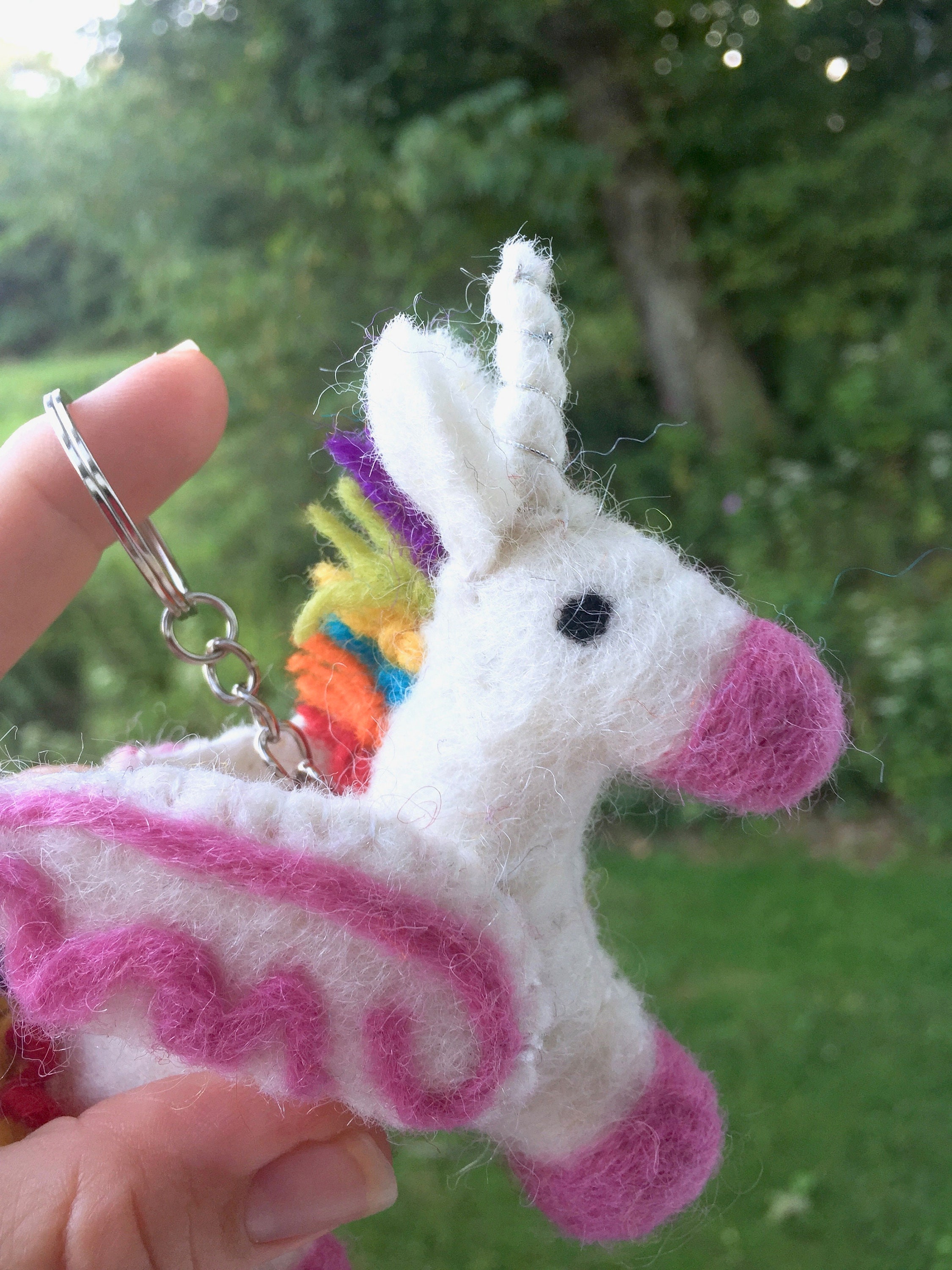 Felted Wool Unicorn Keychain: Handmade Back To School Gift