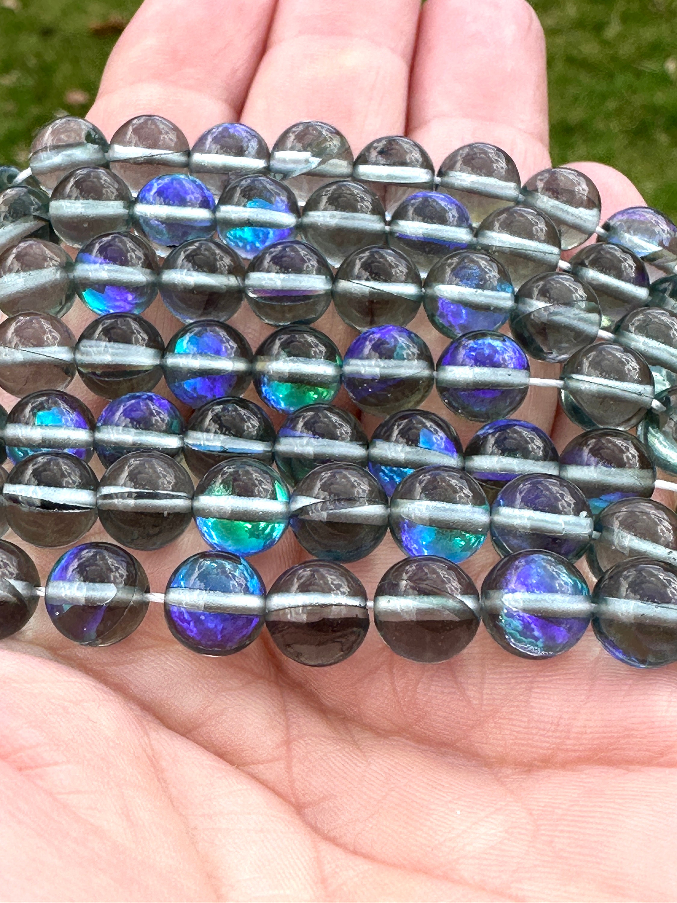 Flat Backed Iridescent Beads Spacers. Acrylic 20 Pieces per 