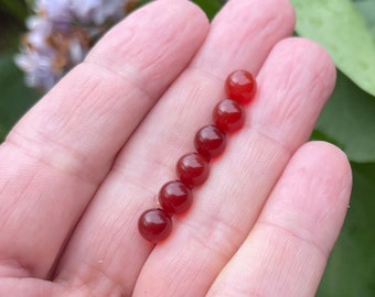 6pcs 6mm Carnelian Spheres, Root Chakra Stones, 6 mm Chakra Stones, Small Round Spheres, Small Red Gemstones, Fairy Garden, NO HOLE, 1/4 in