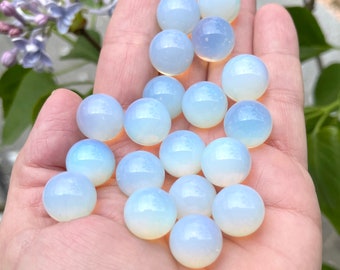 14mm Opalite Sphere: Round Opalescent Glass Marble (No Hole)