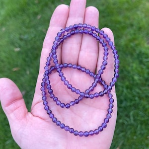 Amethyst Perlen Armband: Kleiner Edelstein Heilstein Strang