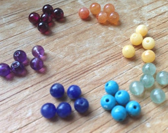 35 pcs 4 mm Chakra Beads, Healing Crystals, Chakra Stones, Rainbow Beads, Yoga Beads, 5.5" of Stones ADDITIONAL SIZES Too