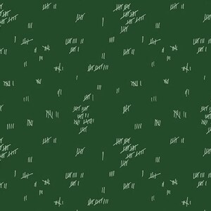 May include: Dark green background with a repeating pattern of white tally marks. The marks vary in size and arrangement, creating a textured, abstract design. The pattern is evenly distributed across the surface.