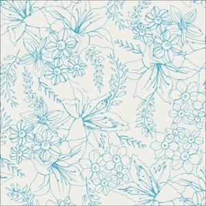 Art Gallery Fabrics Costeira Natural Bouquet Madeira turquoise white floral | quilting fabric sold by the half yard