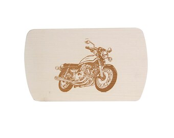 Planche de petit-déjeuner personnalisée en bois moto pour enfants planche de cyclomoteur planche de collation planche de petit-déjeuner naturelle cadeau érable non traité snack nouveau