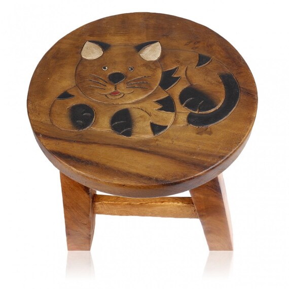 Tabouret Enfant En Bois Avec Motif Animalier