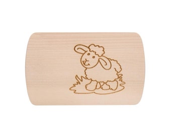 Planche de petit-déjeuner personnalisée en bois pour enfants moutons animaux planche de collation planche de petit-déjeuner naturelle cadeau érable non traité snack nouveau