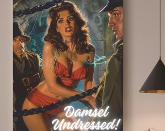 Original Artwork 'Damsel' Pulp Art Print - Retro Art Print - Vintage Art - Pulp Art Cover - Retro Art Poster - 80s Retro Posters