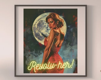 Pulp 'Revolv-her' Art Print - Retro Art Print - Pulp Art Cover - Vintage Art - Retro Home Decor