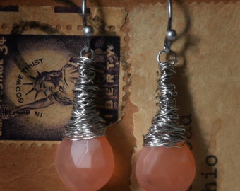 Moonstone Strung-Out guitar string earrings