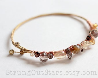 Sunflower - Strung-Out guitar string bangle with gemstones