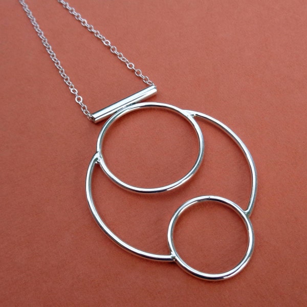 READY TO SHIP! Grafix Rising Sterling Silver Geometric Statement Pendant Necklace