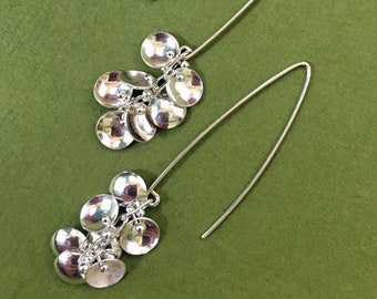 READY TO SHIP! Riveted Domed Handcrafted Sterling Silver Dotty Dangle Earrings