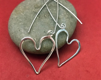 READY TO SHIP! Wild Hearts Sterling Silver Handcrafted Heart Charm Dangle Earrings