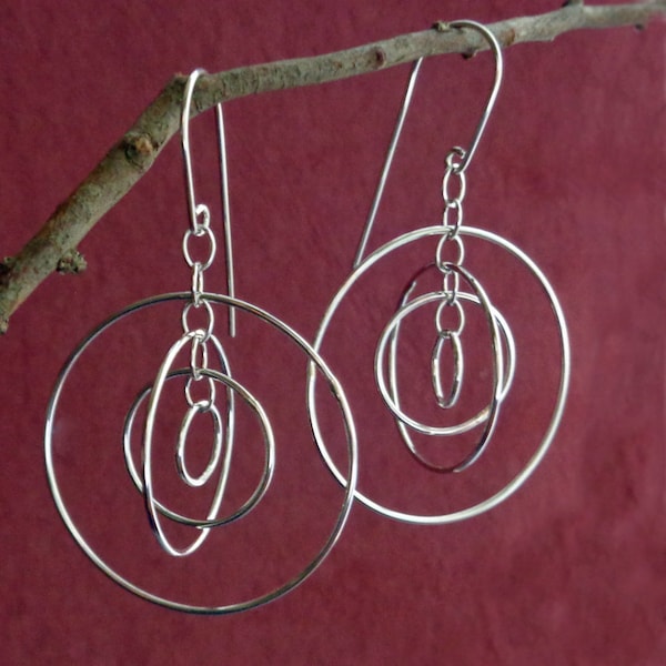 Concentric Circle Handcrafted Sterling Satellite Orbit Earrings