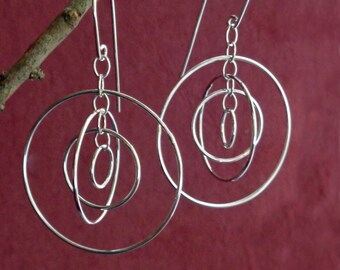 Concentric Circle Handcrafted Sterling Satellite Orbit Earrings