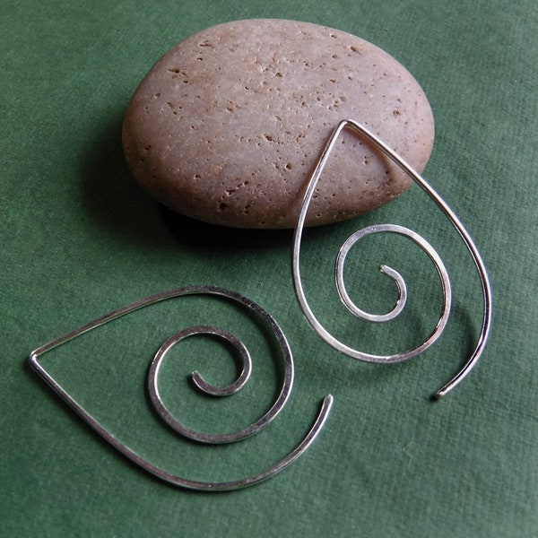 Back Spirals: Modern, Elegant, Handcrafted Sterling Teardrop Spiral Earwire Earrings
