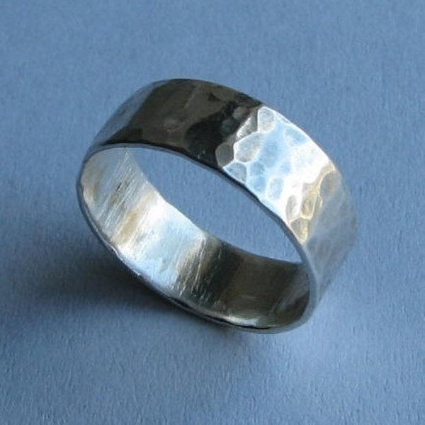 River Band: Sterling Silver Wide Hammered Made-to-Your-Size Everyday Ring