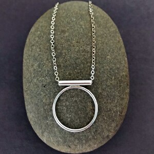 Grafix Circle Sterling Silver Modern One Ring Pendant Necklace READY TO SHIP image 5