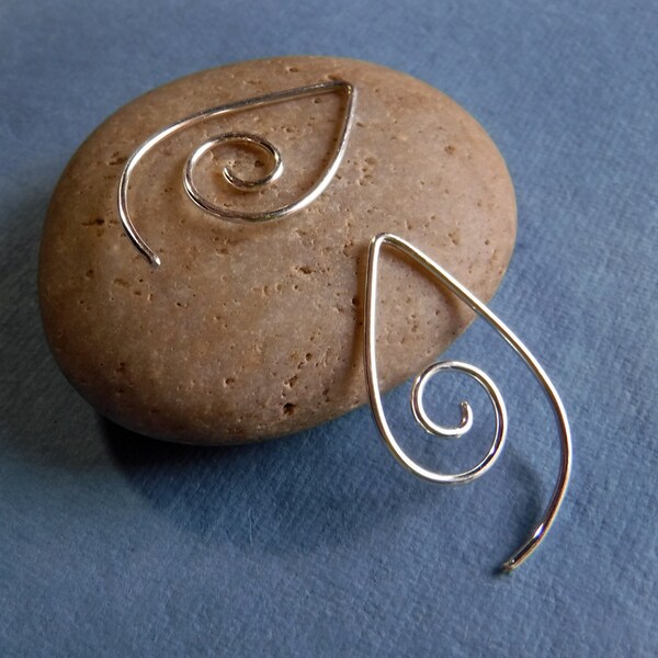 Small Back Spirals: Modern Elegant Sterling Spiral Earwire Earrings