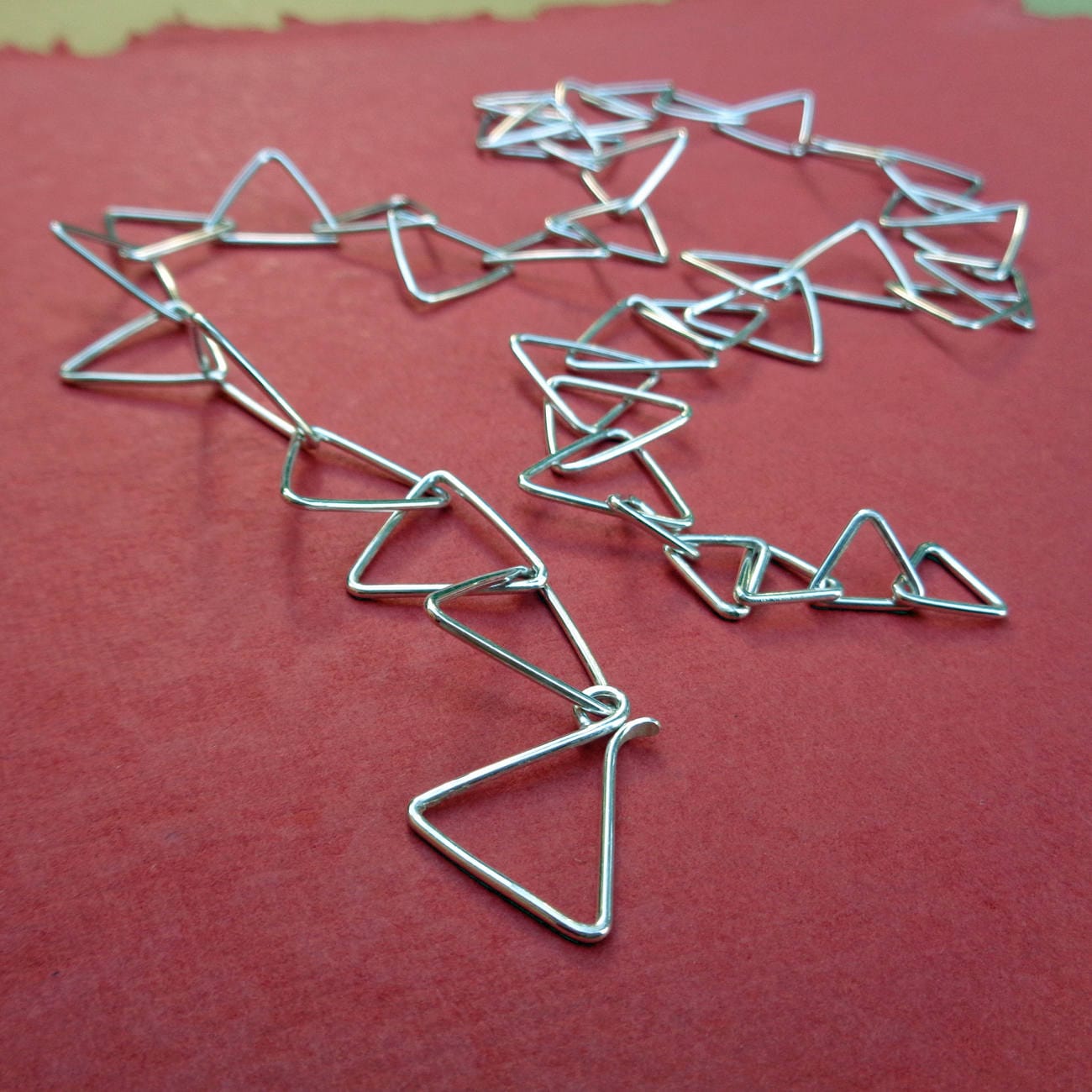 READY TO SHIP Triangulation Sterling Silver Handcrafted Triangle Link Choker Necklace Etsy
