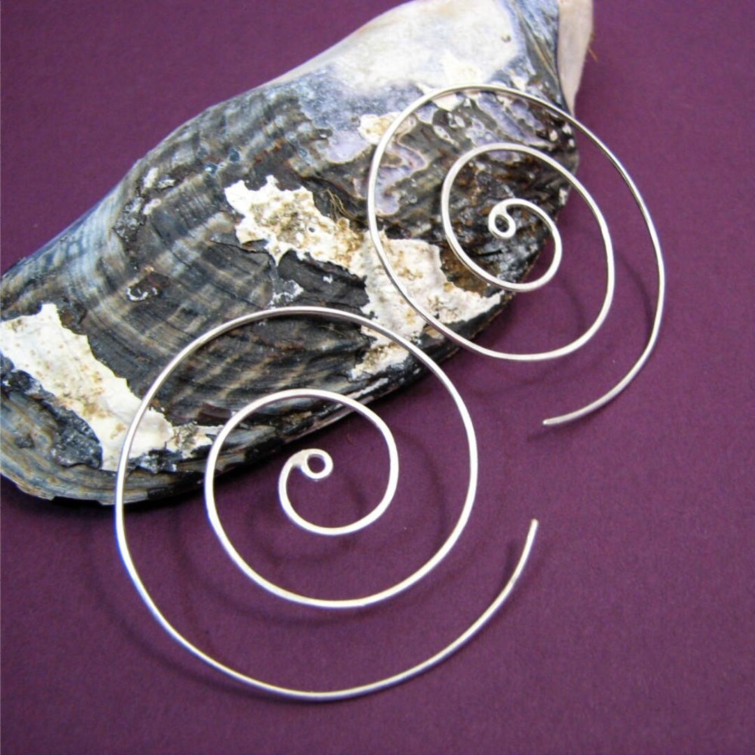 Große Spirale Sterling Silber Non Gauge leicht gehämmerte Etsy.de