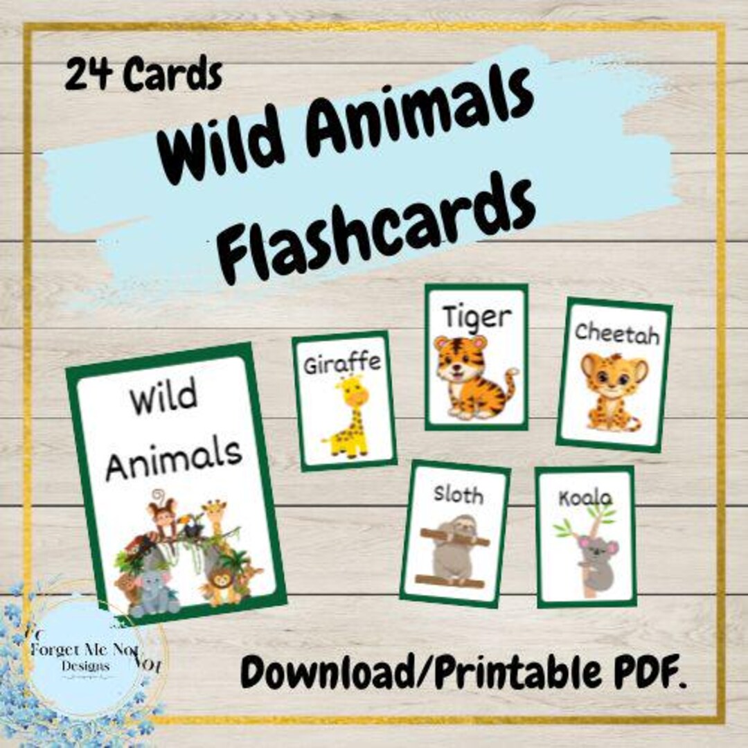 Wild Animal Flashcards - Etsy