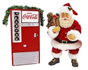 Coca Cola Deko Weihnachtsmann mit Getränkeautomat