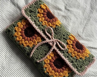 Handmade Crochet Sunflower Book Sleeve - Book Lover Gift Idea - Book Accessories -