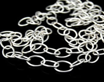 KL-044 Thai karen hill tribe silver white oval link chain 24 inch
