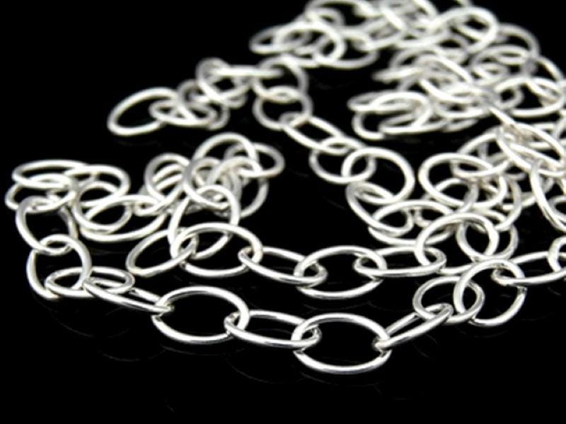 KL-044 Thai Karen Hill Tribe Silver White Oval Link Chain 24