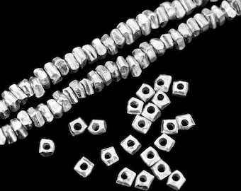 KL-019 Thai karen hill tribe silver 100 mini square bead