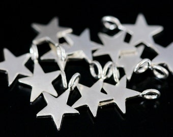 3KH-123 thai karen hill tribe handmade silver 10 mini die cut star shape charm 8.0 mm.