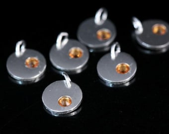 8KH-124 Ciondolo in argento della tribù Karen thailandese: cristallo Swarovski topazio, ciondolo pietra portafortuna di novembre