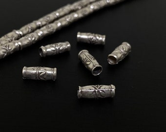 KK-007 Thai karen hill tribe silver 15 fancy print tube bead