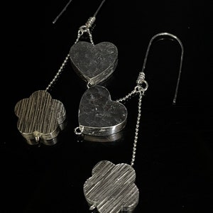 6KH-046 Thai karen hill tribes handmade silver pair flower & hearth earring