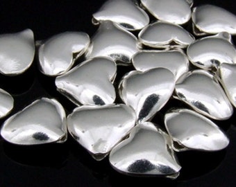 KB-004 Thai Karen hill tribe Silver 4 White color Smooth puffed heart shape bead