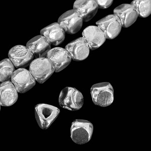 KJ-015 Thai karen hill tribe silver 10 plain 3 facet bead