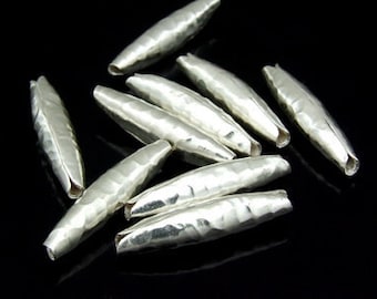 KS-028 thai karen hill tribe silver 4 small hammered bicone bead