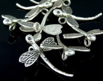 5KH-020 thai karen hill tribe silver 2 large dragonfly charm