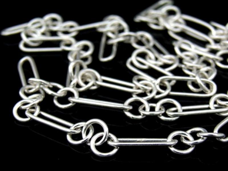 KL-033 Thai karen hill tribe silver oval& round link chain 24 inch
