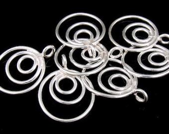 2KH-047 thai karen hill tribe silver 2 plain triple ring charm