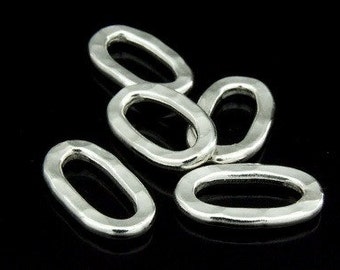 KA-086 thai karen hill tribe silver white 6 small hammered oval hoop