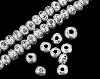 KK-020 Thai karen hill tribes silver 15 daisy print mini spacer bead